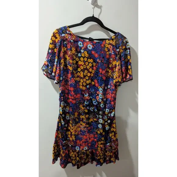 Anthropologie Ruffled Satin Mini Dress - Picture 3 of 5